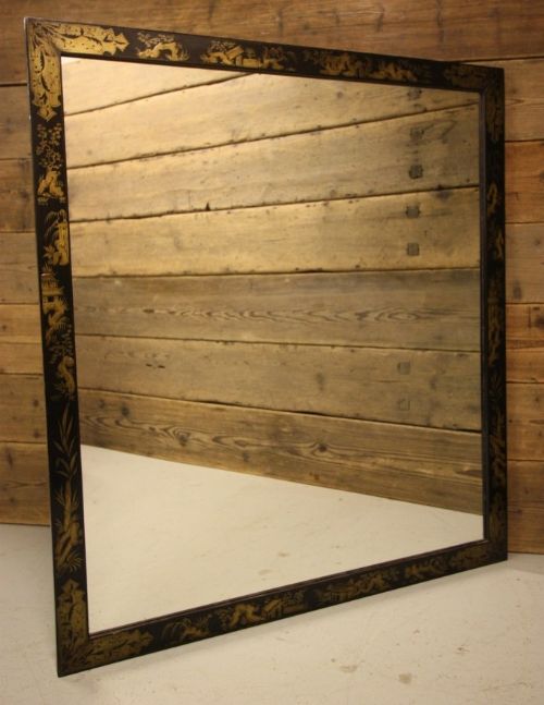 Large 1920'S Chinoiserie Decorated Mirror