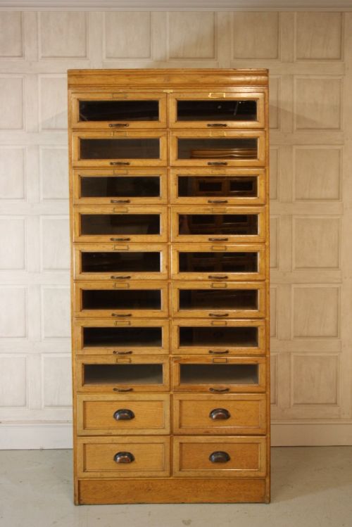 fig 1. H.Ziman Ltd Antique Oak Haberdashery Cabinet