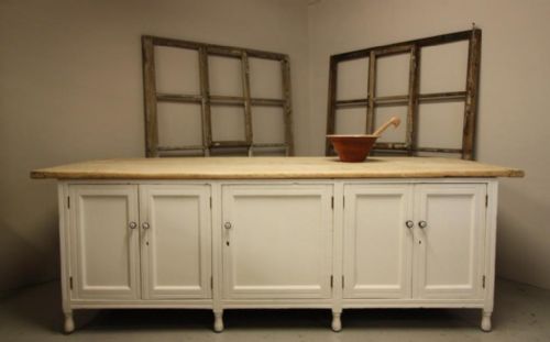 Rare Antique Sycamore Topped Kitchen Island