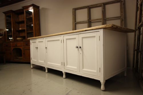 fig 1. Rare Antique Sycamore Topped Kitchen Island