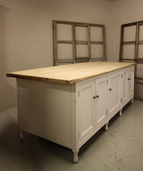 fig 2. Rare Antique Sycamore Topped Kitchen Island