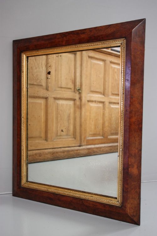 19th Century Burr Walnut Antique Mirror.