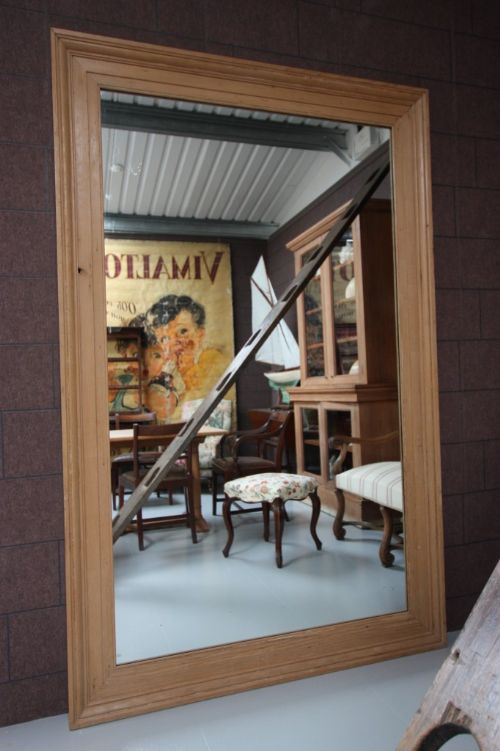 Huge 19th Century Antique Pine Mirror