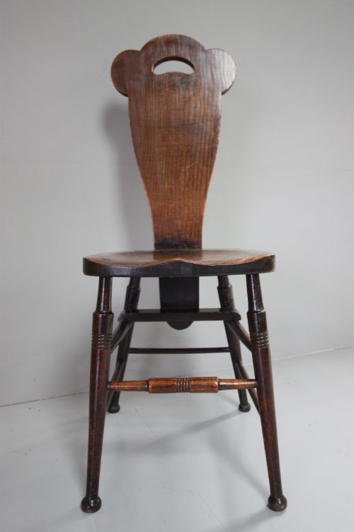 fig 1. Unusual Antique Oak Hall Chair Attributed to Birch