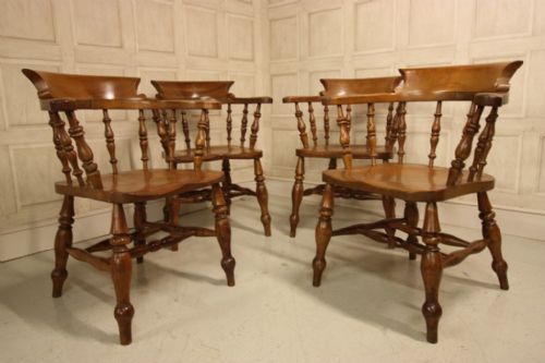 Great Set of Four Antique Captains Chairs