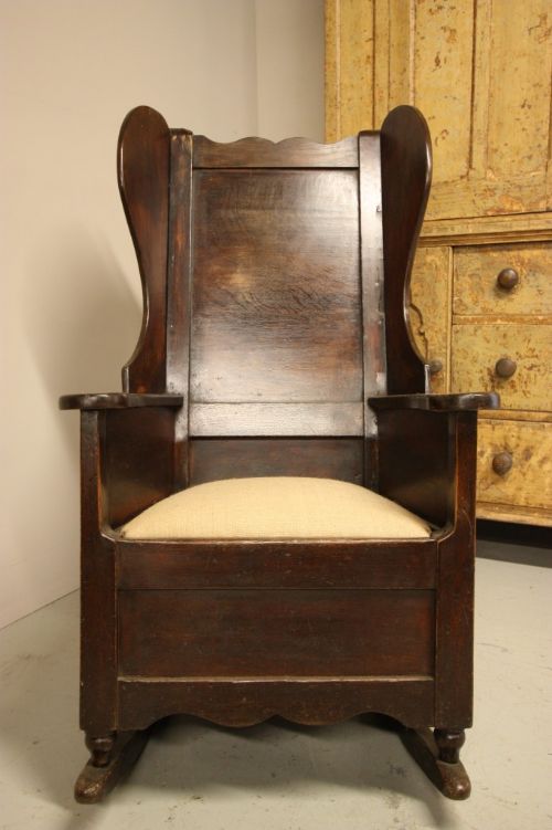 fig 1. 19th Century English Antique Oak Lambing Chair