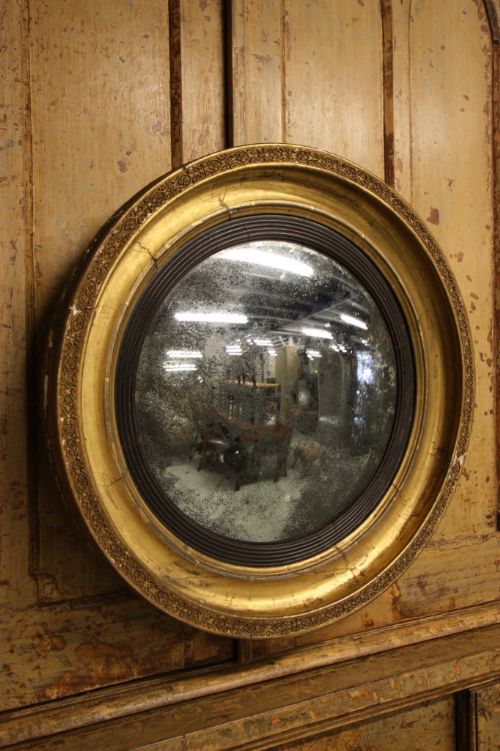 English Regency Antique Gilt Convex Mirror