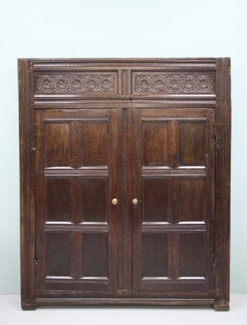 17th Century Antique Oak Cupboard Front