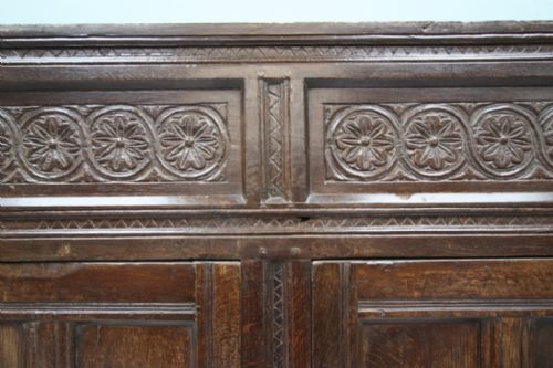 fig 2. 17th Century Antique Oak Cupboard Front
