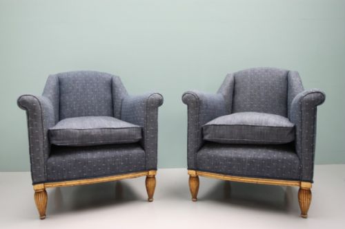 fig 1. Pair of Antique Giltwood & Upholstered Armchairs