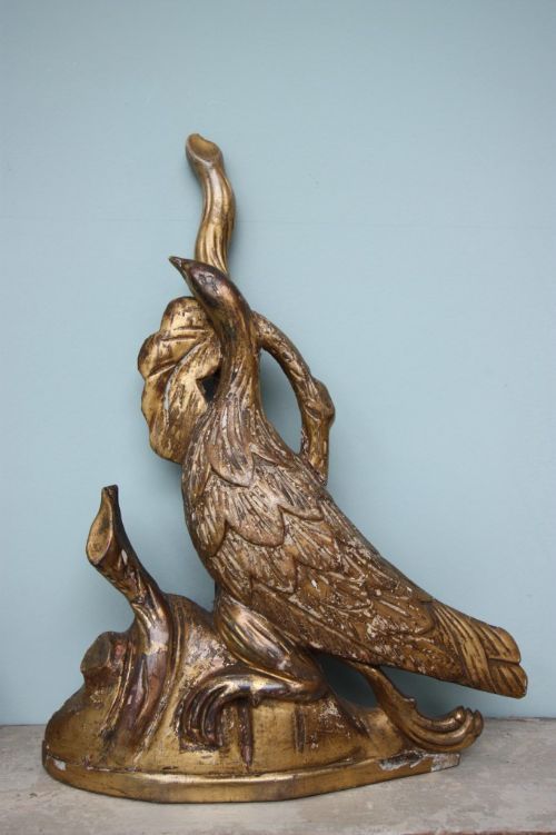 fig 1. Rare Pair of Antique Giltwood Partridge Doorstops