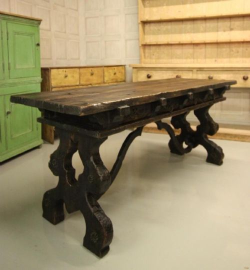 fig 1. Edwardian Antique Pine Dining Table & Benches