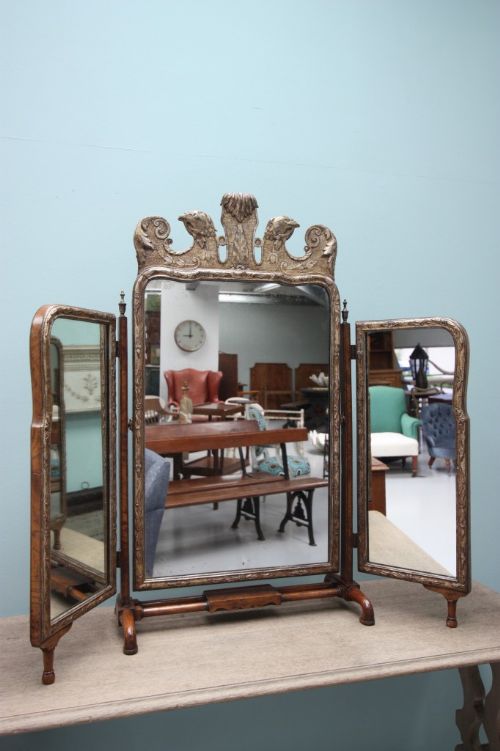 Silver Gilt Antique Triple Dressing Mirror