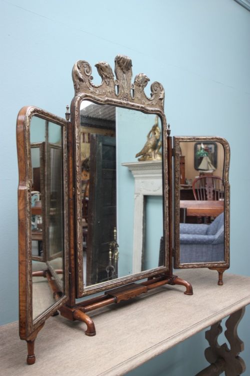 fig 1. Silver Gilt Antique Triple Dressing Mirror