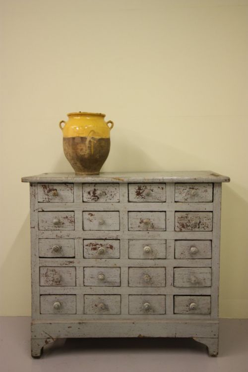 Original Painted Pine Antique Apothecary Chest
