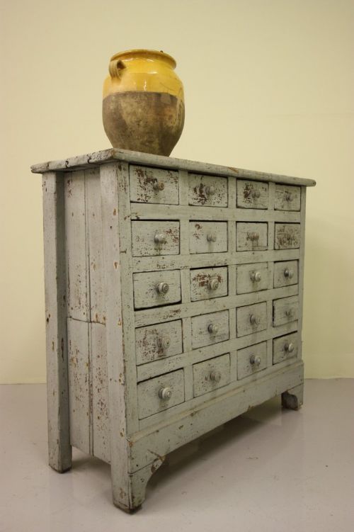fig 1. Original Painted Pine Antique Apothecary Chest