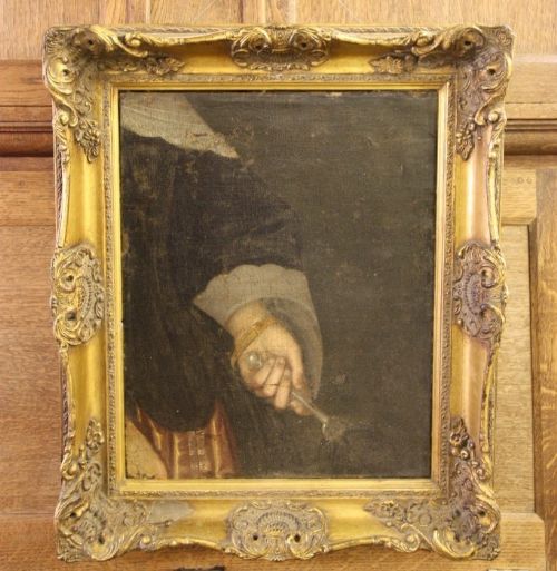 Unusual 18th Century Antique Oil Painting in Frame