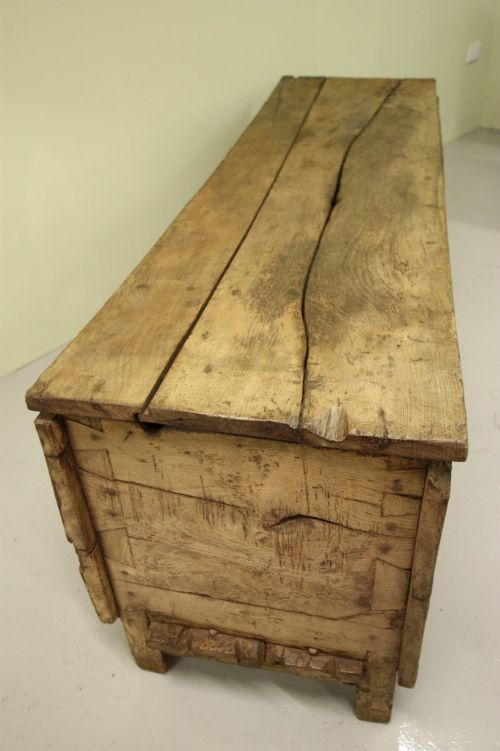 fig 2. Massive 17th Century Antique Oak Plank Box