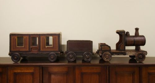 fig 1. Large English Antique Toy Train in Original Paint