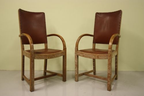 fig 1. Set of Eight English Antique Oak Dining Chairs.