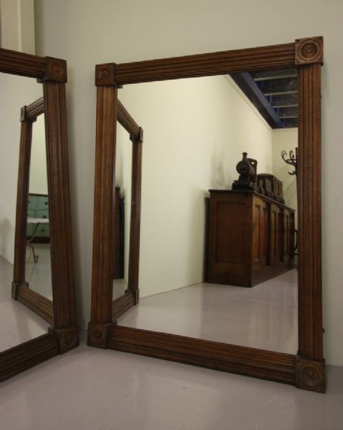 fig 1. Superb Large Pair of Antique Oak Mirrors
