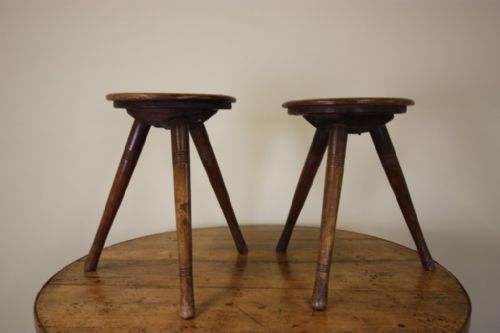 Pair of Industrial Antique Splay Leg Stools