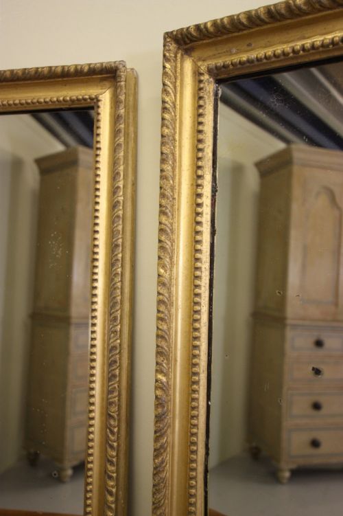 Almost Pair of Georgian Antique Gilt Leaf Mirrors