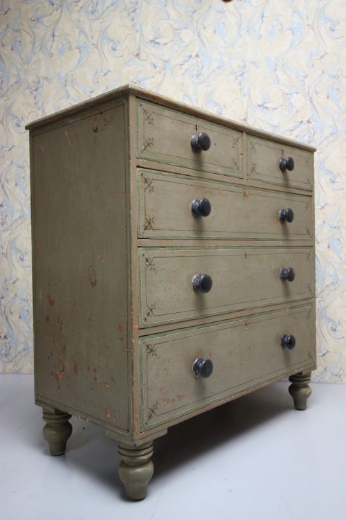 Original Painted Pine Antique Chest of Drawers
