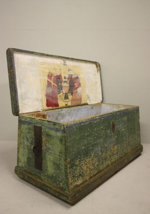 Original Antique Painted Pine Chest/box