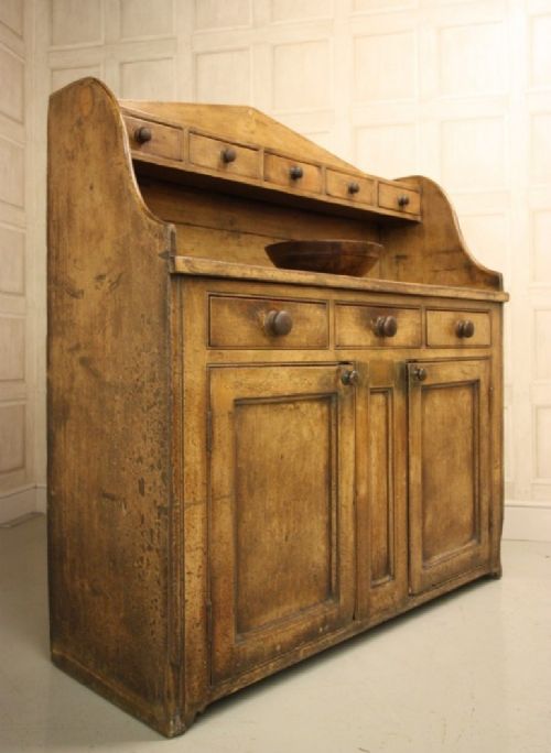 fig 1. Unusual Antique Painted Pine Kitchen Dresser
