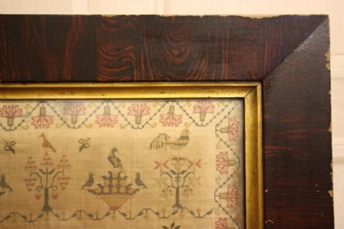 fig 1. Dated 1837. English Antique Needlework Sampler.