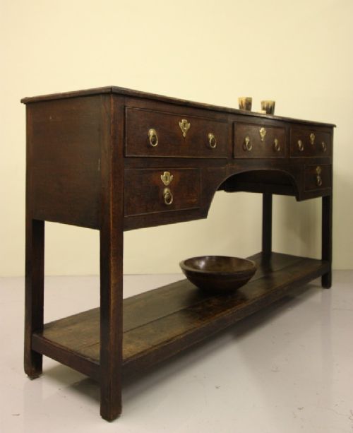 fig 1. 18th Century Antique Oak Potboard Dresser Base