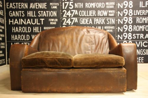 English 1920'S Brown Leather Sofa
