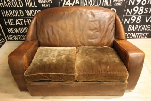 fig 1. English 1920's Brown Leather Sofa