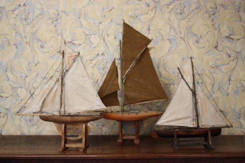 Collection of Three Antique Edwardian Pond Yachts
