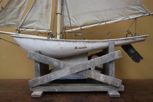 English Edwardian Antique Rigged Pond Yacht