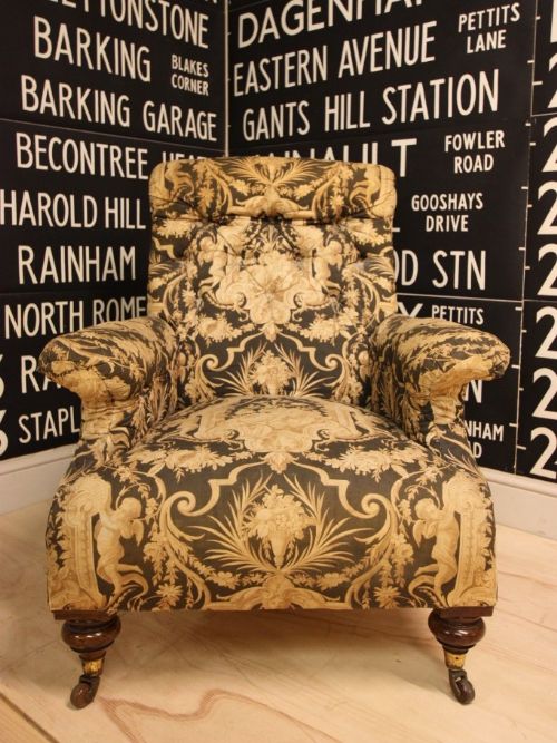 fig 1. Antique Armchair in Wonderful Original Fabric