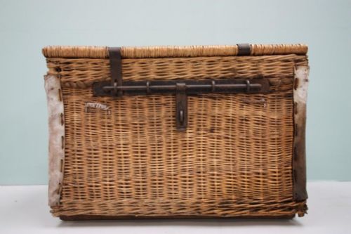 English Antique Woven Willow Picnic Trunk