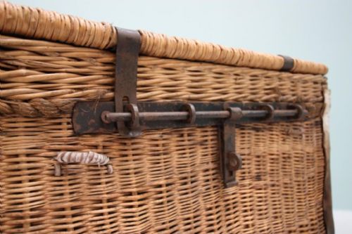 fig 2. English Antique Woven Willow Picnic Trunk