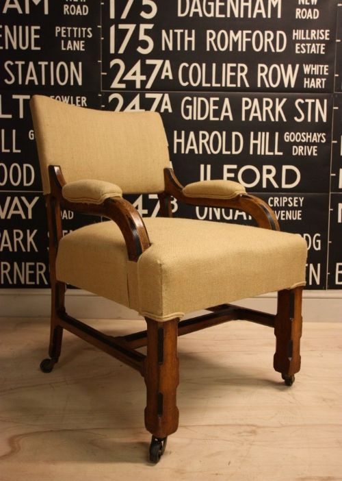 English Antique Oak Library/desk Armchair
