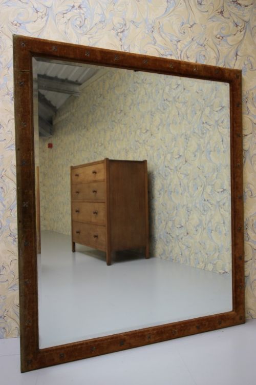 Original Velvet & Studded Large Antique Mirror