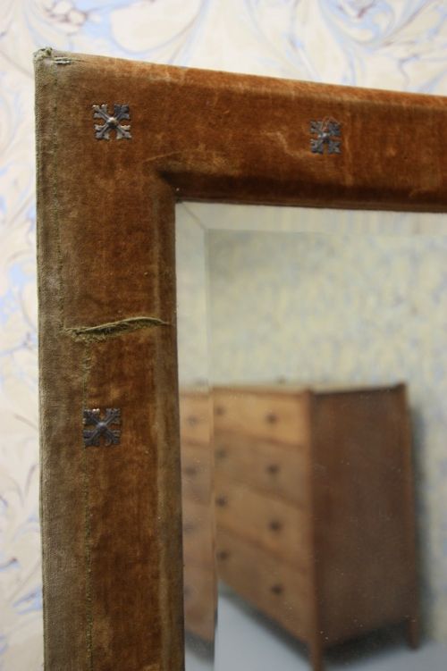 fig 1. Original Velvet & Studded Large Antique Mirror
