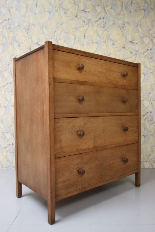 Antique Letchworth Oak Chest of Drawers by Heals