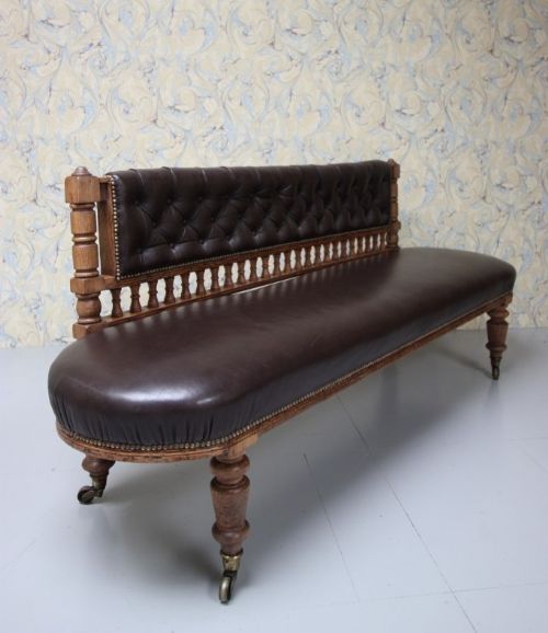 fig 2. Gentleman's Antique Oak & Leather Club Sofa.