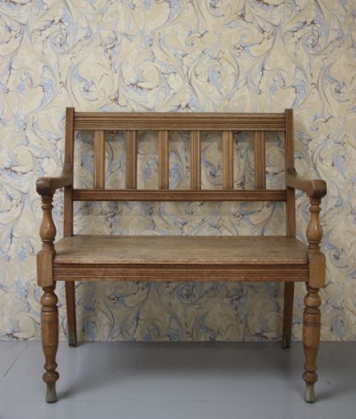 fig 1. English Antique Oak Bench of Unusual Size