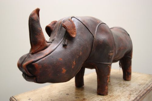 1920'S Original Liberty's Leather Rhino Footstool