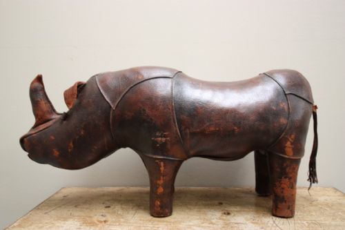 fig 1. 1920's Original Liberty's Leather Rhino Footstool