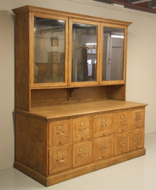 fig 1. Antique Oak Sorting Office Bookcase by John Taylor