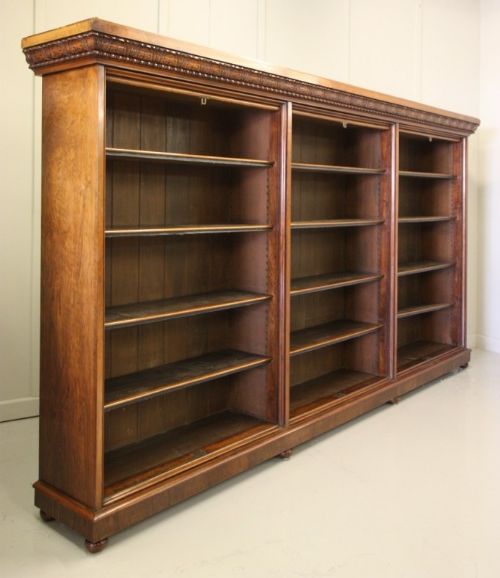 Great English Antique Walnut Open Bookcase