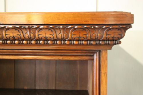 fig 1. Great English Antique Walnut Open Bookcase